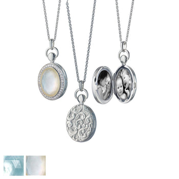 Mother of Pearl Petite Stone Locket Necklace
