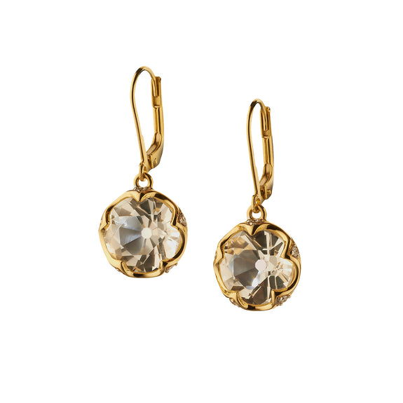 
  
    Round Cut 18K Gold Rock Crystal Earrings
  
