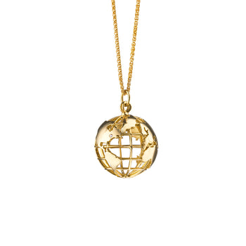 “My Earth” 18K Yellow Gold Charm Necklace, Custom Diamond Location