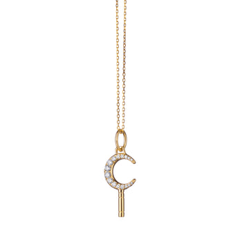 Mini “Dream” Moon Key Necklace with Diamonds with Adjustable Chain