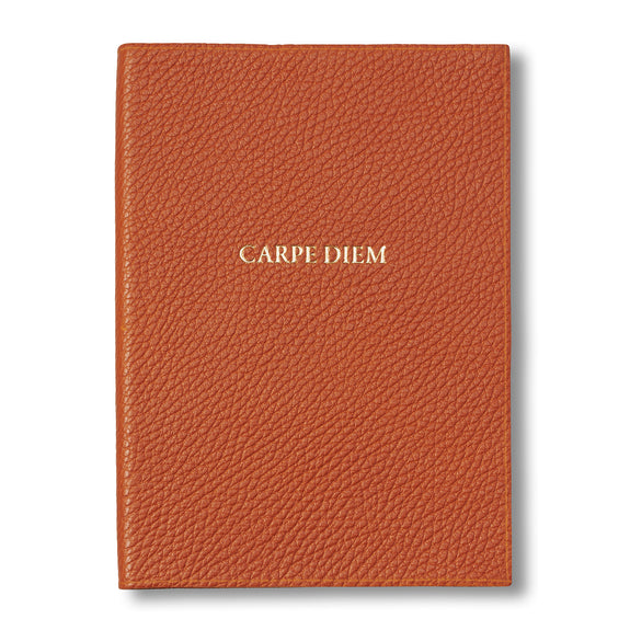 
  
    Carpe Diem Embossed Orange Leather Journal
  
