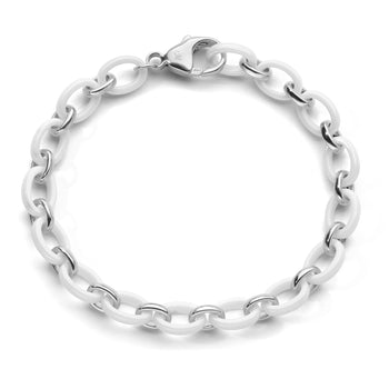 "Audrey" White Ceramic Link Bracelet