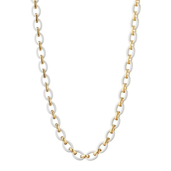 
  
    "Audrey" White Ceramic 18K Yellow Gold Link Necklace
  
