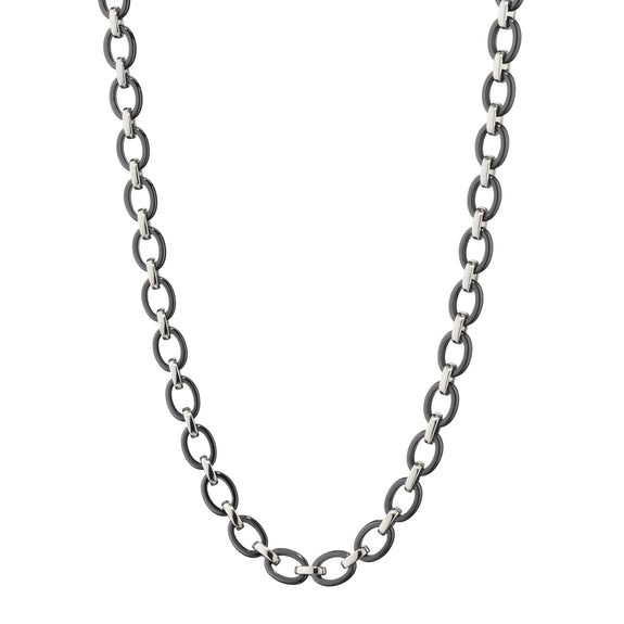 
  
    "Audrey" Black Ceramic Sterling Silver Link Necklace
  
