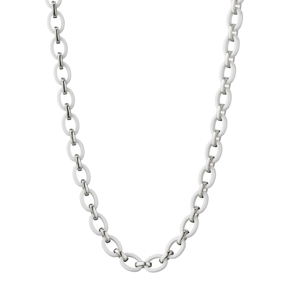 
  
    "Audrey" White Ceramic Sterling Silver Link Necklace
  
