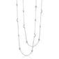 Sun, Moon and Stars 40” Moonstone and White Sapphire Silver Chain Necklace