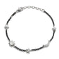 Sun, Moon and Stars Moonstone and White Sapphire Steel Chain Bracelet