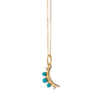December Turquoise "Moon" 18K Gold Birthstone Necklace