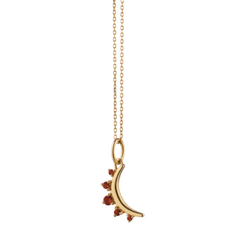 January Garnet "Moon" 18K Gold Birthstone Necklace