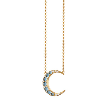 Aquamarine Midi Crescent Moon Necklace