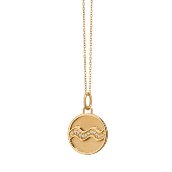 Mini "Aquarius" Charm on Gold Chain