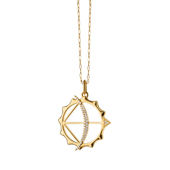 Apollo Charm Necklace - Strength with Diamonds on a Delicate Gold Open Link Chain
