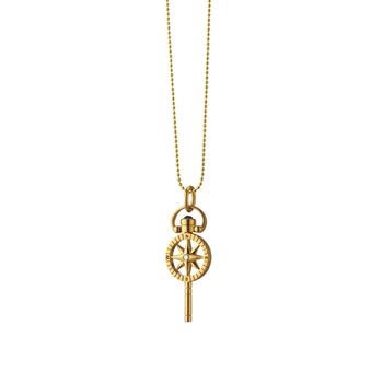 Miniature "Travel" Compass Key on Delicate Gold Ball Chain
