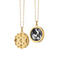 Round Mosaic Half Locket on a Delicate Gold Open Link Chain
