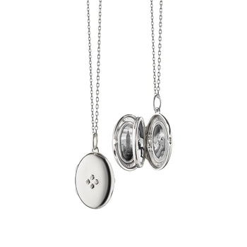 Four Image “Midi” Locket Charm with Sapphires on a Silver Chain