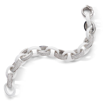 Marilyn White Ceramic and Pave Diamond Link Bracelet