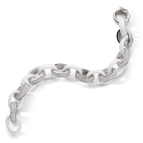 Authentic! Damiani 18k White Gold Diamond Link Tennis Bracelet | Fortrove