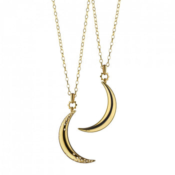 18K Yellow Gold Moon Charm Necklace