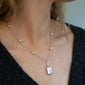 Slim "Britt" Sterling Silver Locket Necklace on Pearl Chain, no engraving