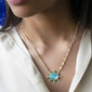 One of a Kind Opal Star Necklace on Baguette Diamond Chain