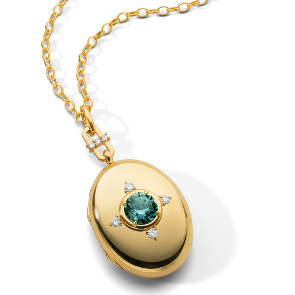 
  
    Special Edition Teal Blue Sapphire and Diamond Locket
  
