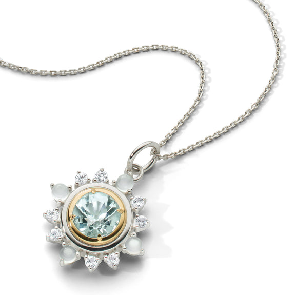 
  
    Special Edition Aquamarine, Moonstone and White Sapphire Star Necklace
  
