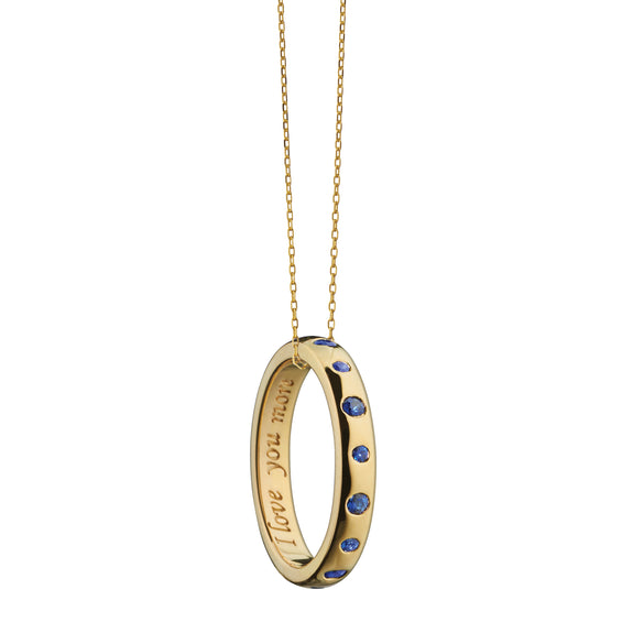 
  
    I love you more Poesy Ring Necklace with Sapphires on Gold Chain
  
