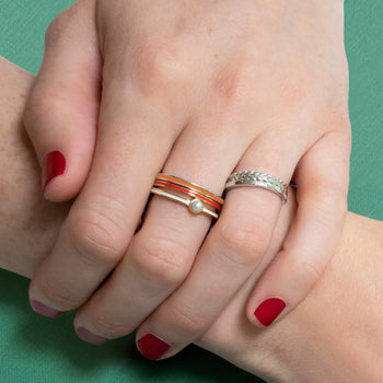 Orange “Warrior” Poesy Stackable Ring in Poesy Ring Stack