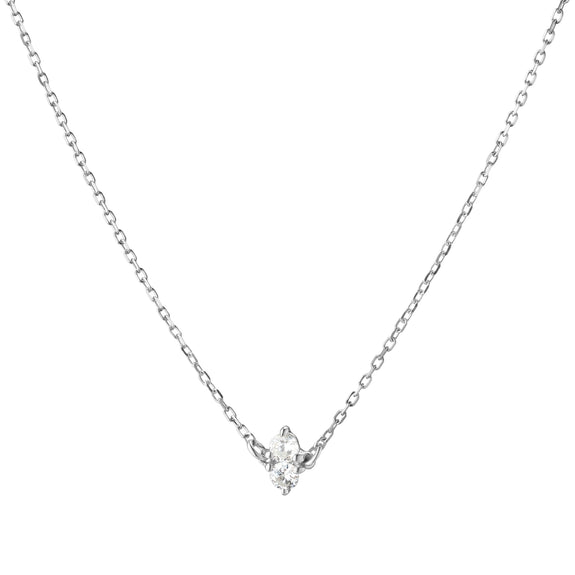 
  
    Recycled 18K White Gold and Round Diamond Necklace, 2 Diamonds
  
