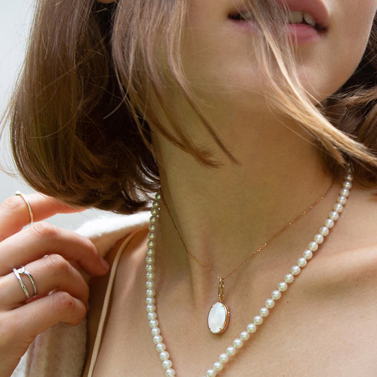 "Elle" Stone Slim Locket Necklace