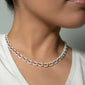 "Audrey" White Ceramic Sterling Silver Link Necklace