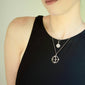 Slim Round “Nan” Locket with Engraved Accents and "Apollo" Charm Necklace