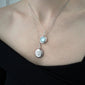 Round Stone Locket Necklace and Baguette White Sapphire Locket