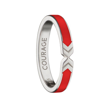 Red  “Courage” Arrow Poesy Stackable Ring