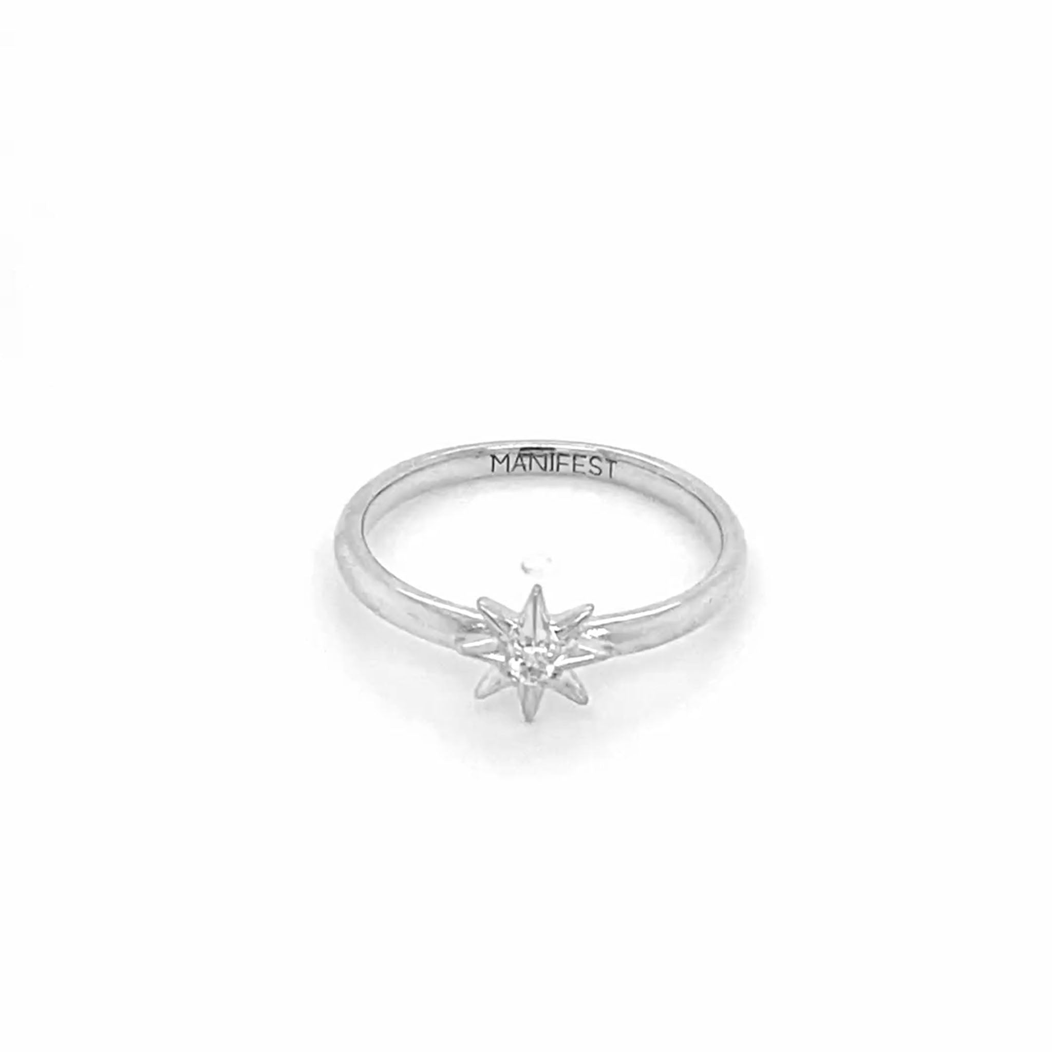 "Manifest" Star Poesy Silver Stackable Ring | Monica Rich Kosann