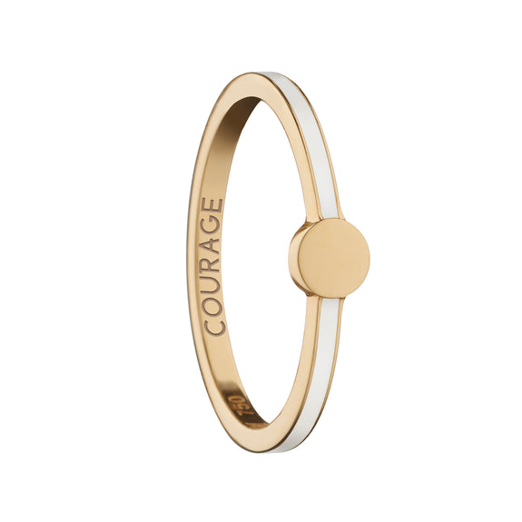 
  
    White  "Courage" Signet Poesy Stackable Ring
  
