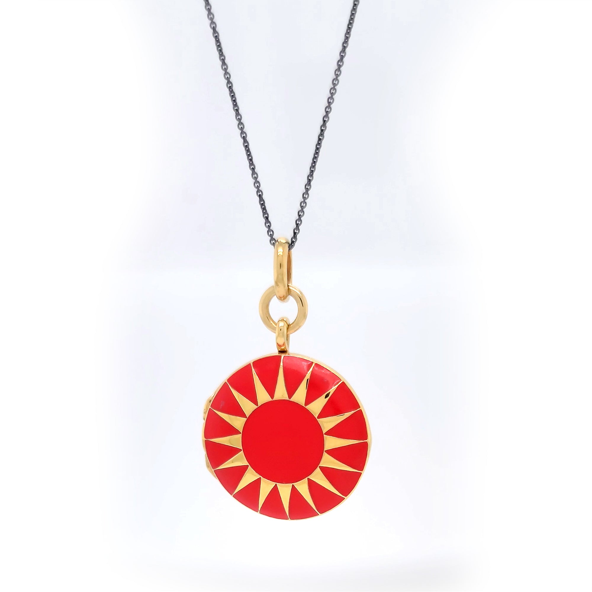 Red Enamel Vermeil Round Locket by Monica Rich Kosann