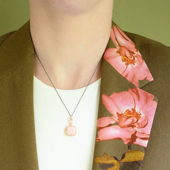 Pink Enamel Vermeil Cushion Locket