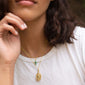 Slim "Skye" Gold Locket Necklace with Emerald and Mini Cross Necklace