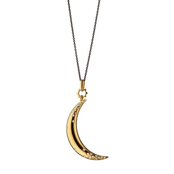 
  
    18K Yellow Gold Moon Charm Necklace
  
