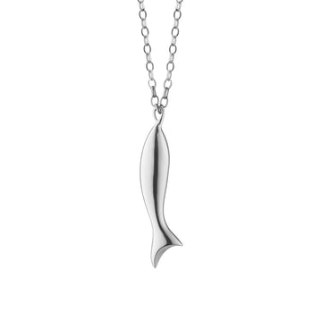 Sterling Silver "Perseverance"  Fish Charm Necklace