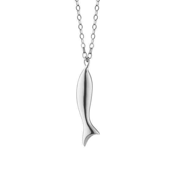 
  
    Sterling Silver "Perseverance"  Fish Charm Necklace
  
