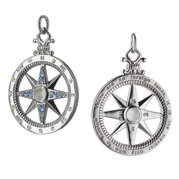 
  
    "Travel" Global Compass Charm with Sapphires
  
